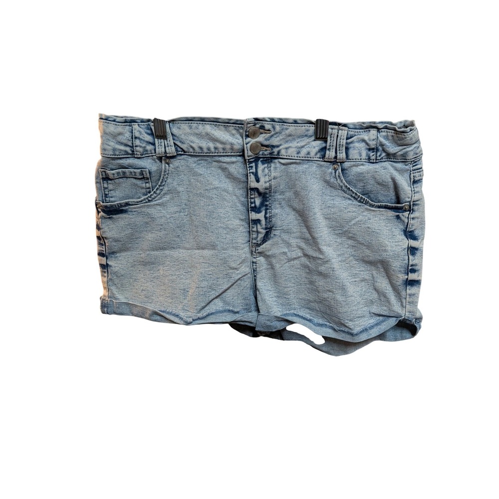 Blue Spice Womens Size 17 Light Acid Wash High Rise Cuffed Denim Jean Shorts